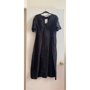 NWT & Other Stories 100% Linen Black Midi Tea Dress, 12